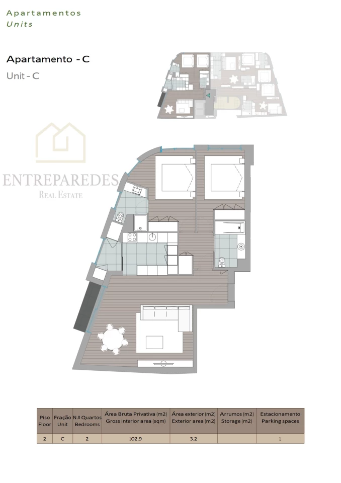 2-Zimmer-Wohnung im Zentrum von Vila Nova de Gaia