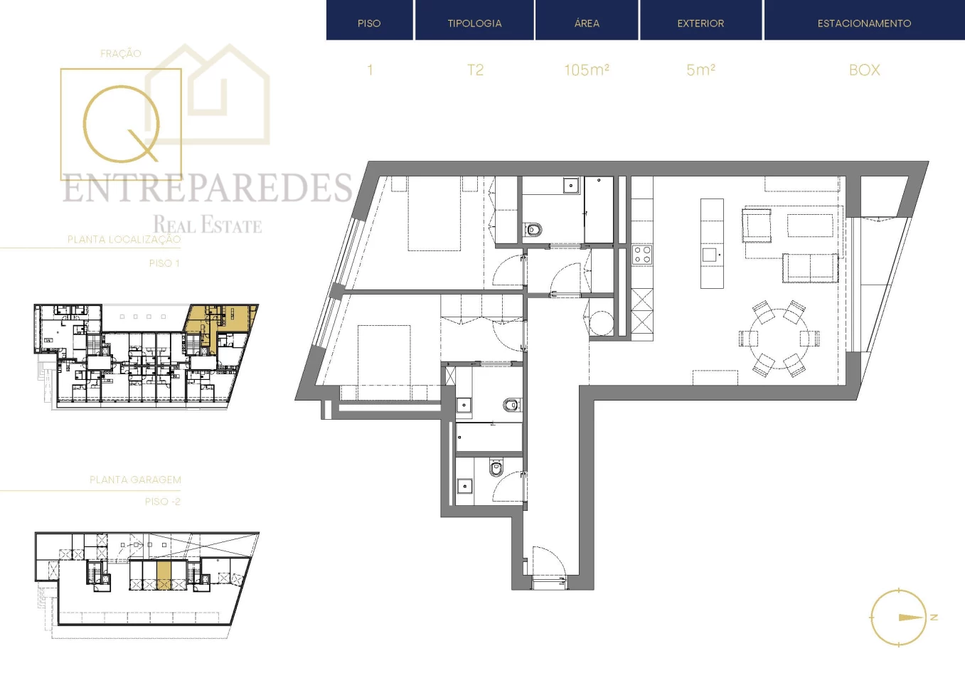 Modern 2-Bedroom Apartment in Central Espinho with Garage