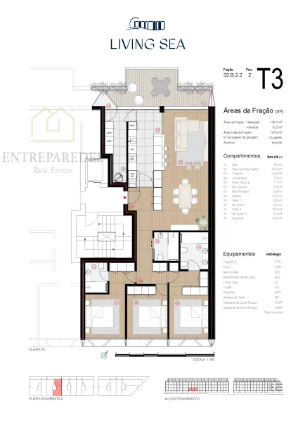 APARTAMENTO T3 COM VARANDA PARA COMPRAR EM CANIDELO, VILA NOVA DE GAIA - PORTO B.2.2