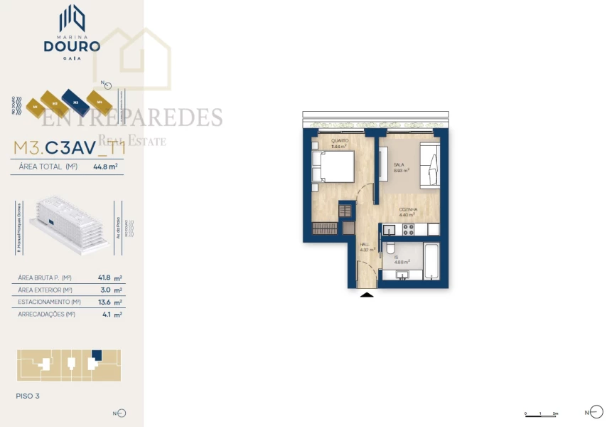 EXCELLENT 1 BEDROOM FLAT WITH BALCONY TO BUY NEXT TO MARINA DA AFURADA - VILA NOVA DE GAIA - PORTO C3AV