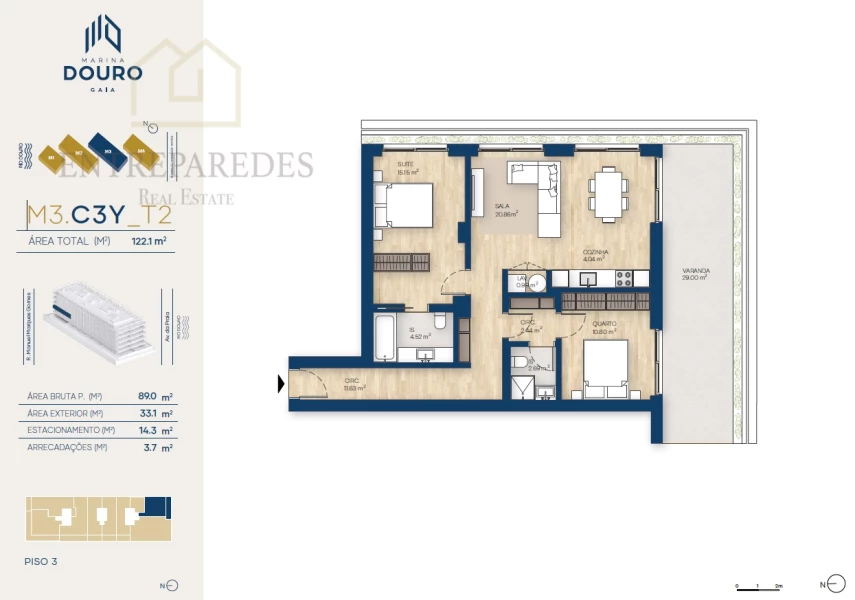 EXCELLENT 2 BEDROOM FLAT WITH BALCONY 33M2 TO BUY NEXT TO MARINA DA AFURADA - VILA NOVA DE GAIA - PORTO C3Y