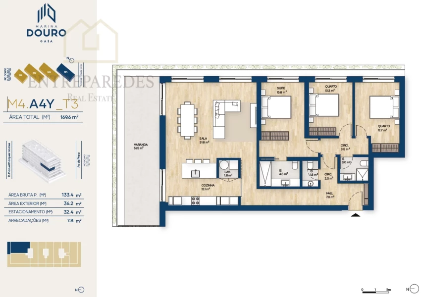 EXCELLENT 3 BEDROOM FLAT WITH TERRACE 36M2 TO BUY NEXT TO MARINA DA AFURADA - VILA NOVA DE GAIA - PORTO