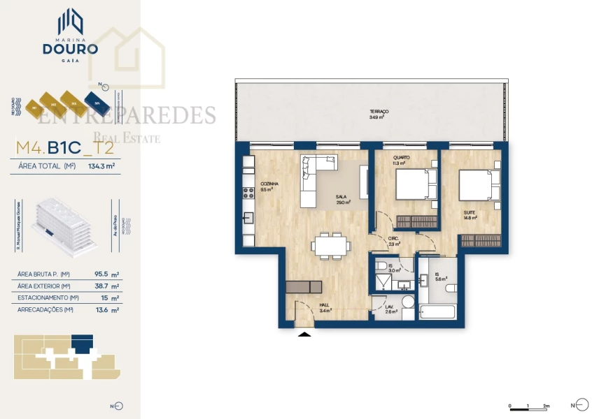EXCELLENT 2 BEDROOM FLAT WITH TERRACE TO BUY NEXT TO MARINA DA AFURADA - VILA NOVA DE GAIA - PORTO B1C