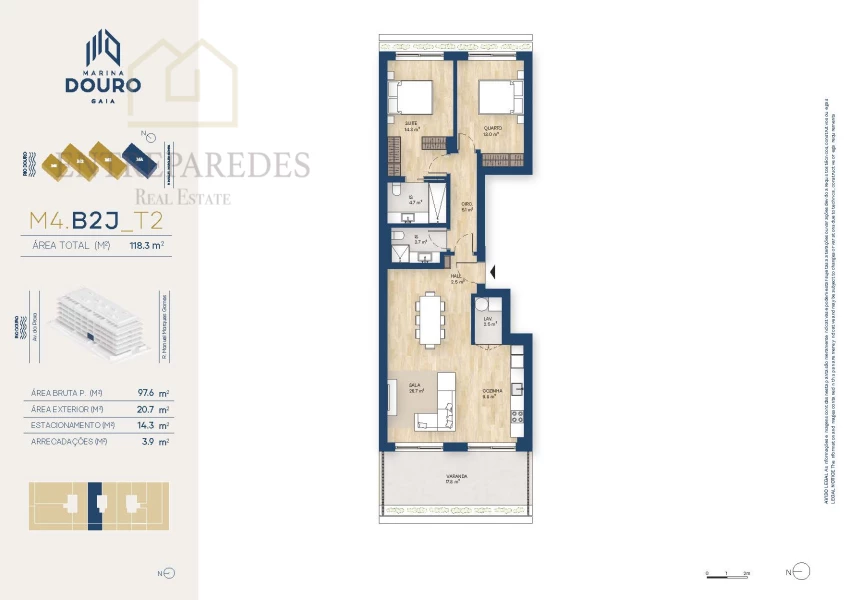 EXCELENTE APARTAMENTO T2 COM VARANDA 20,7M2 PARA COMPRAR JUNTO A MARINA DA AFURADA - VILA NOVA DE GAIA - PORTO