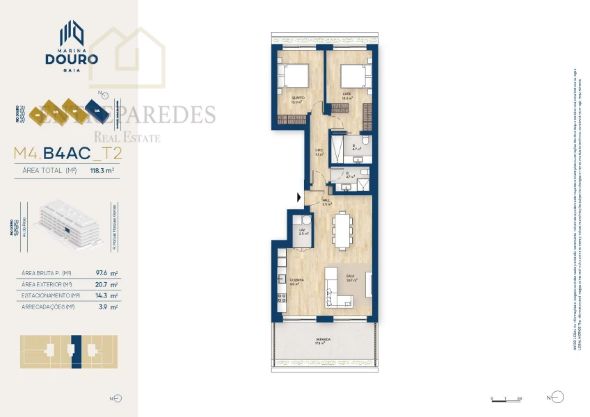 EXCELENTE APARTAMENTO T2 COM VARANDA 20,7M2 PARA COMPRAR JUNTO A MARINA DA AFURADA - VILA NOVA DE GAIA - PORTO