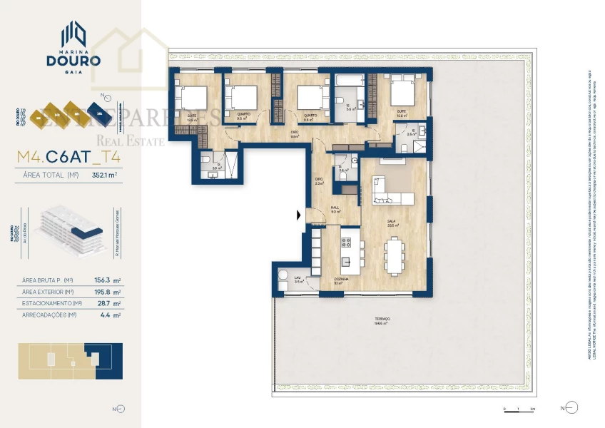 EXCELENTE APARTAMENTO PENTHOUSE T4 , 3 FRENTES, COM TERRAÇO E VISTAS MAR E RIO, PARA COMPRAR JUNTO A MARINA DA AFURADA - VILA NOVA DE GAIA - PORTO