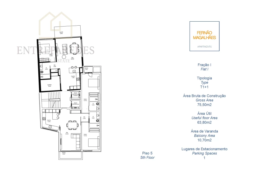 APARTAMENTO T1+1 COM VARANDA E GARAGEM PARA PARA COMPRAR À POUCOS PASSOS DA AV. FERNÃO MAGALHÃES E HOSPITAL SÃO JOÃO.