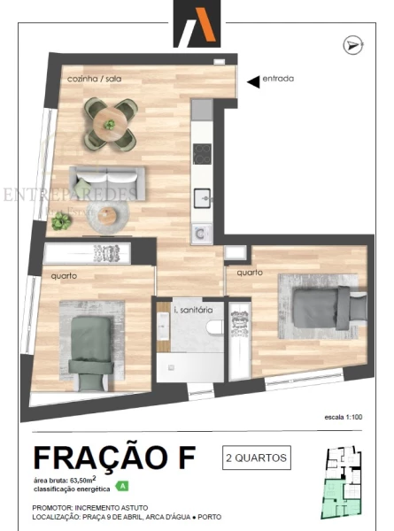 APARTAMENTO T2 NO JARDIM DA ARCA D'ÁGUA PARA COMPRAR NO PORTO. PRÓXIMO A UNIVERSIDADE FERNANDO PESSOA. F