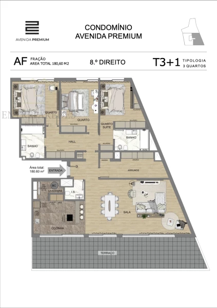 APARTAMENTO T3+1 COM GARAGEM E VARANDA PARA COMPRAR NO CENTRO DE VILA NOVA DE GAIA - PORTO