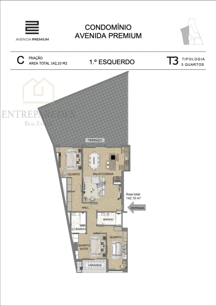 APARTAMENTO T3 COM GARAGEM E VARANDA PARA COMPRAR NO CENTRO DE VILA NOVA DE GAIA - PORTO