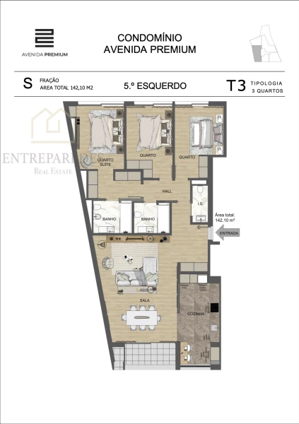 APARTAMENTO T3 COM GARAGEM E VARANDA PARA COMPRAR NO CENTRO DE VILA NOVA DE GAIA - PORTO