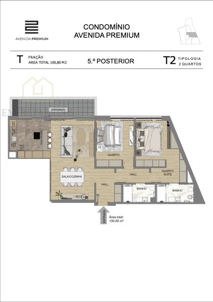 APARTAMENTO T2 COM GARAGEM E VARANDA PARA COMPRAR NO CENTRO DE VILA NOVA DE GAIA - PORTO