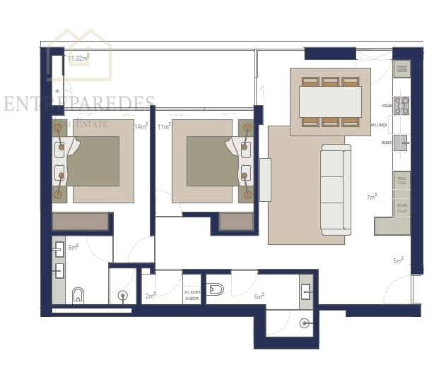 3 BEDROOM FLAT WITH BALCONY FOR SALE IN MATOSINHOS SUL - PORTO - FRACTION AU.