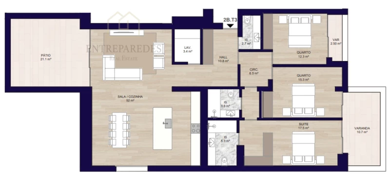 FANTASTIC 3 BEDROOM FLAT WITH PATIO, 2 PARKING SPACES AND ANNEX, FOR SALE IN MATOSINHOS SUL - PORTO