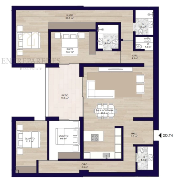 FANTASTIC 4 BEDROOM FLAT WITH PATIO, 3 PARKING SPACES AND ANNEX, TO BUY IN MATOSINHOS SUL - PORTO