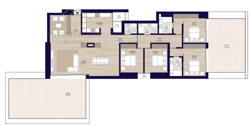 FANTASTIC 4 BEDROOM FLAT WITH PATIO, 3 PARKING SPACES AND ANNEX, TO BUY IN MATOSINHOS SUL - PORTO