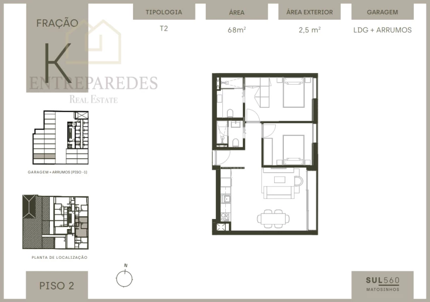 2 BEDROOM FLAT IN MATOSINHOS SUL, WITH BALCONY, GARAGE AND STORAGE. TO BUY IN PORTO.