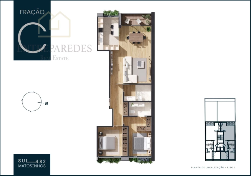 2 BEDROOM FLAT IN MATOSINHOS SUL, WITH BALCONY, AND PARKING SPACE FOR SALE IN PORTO.