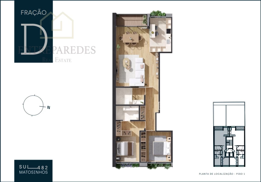 APARTAMENTO DE 2 DORMITORIOS EN MATOSINHOS SUL, CON BALCÓN, Y PLAZA DE GARAJE EN VENTA EN OPORTO.