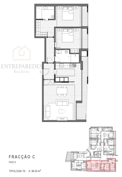 APARTAMENTO T2 COM LUGAR DE GARAGEM E VARANDA EM ESPINHO, PARA COMPRAR EM AVEIRO