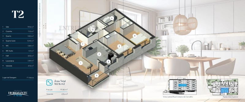 APARTAMENTO T2 - EDIFICO HORIZONTE & MAR | APARTAMENTOS CONTEMPORÂNEOS EM MATOSINHOS SUL - PRONTO HABITAR - PARA COMPRAR NO PORTO