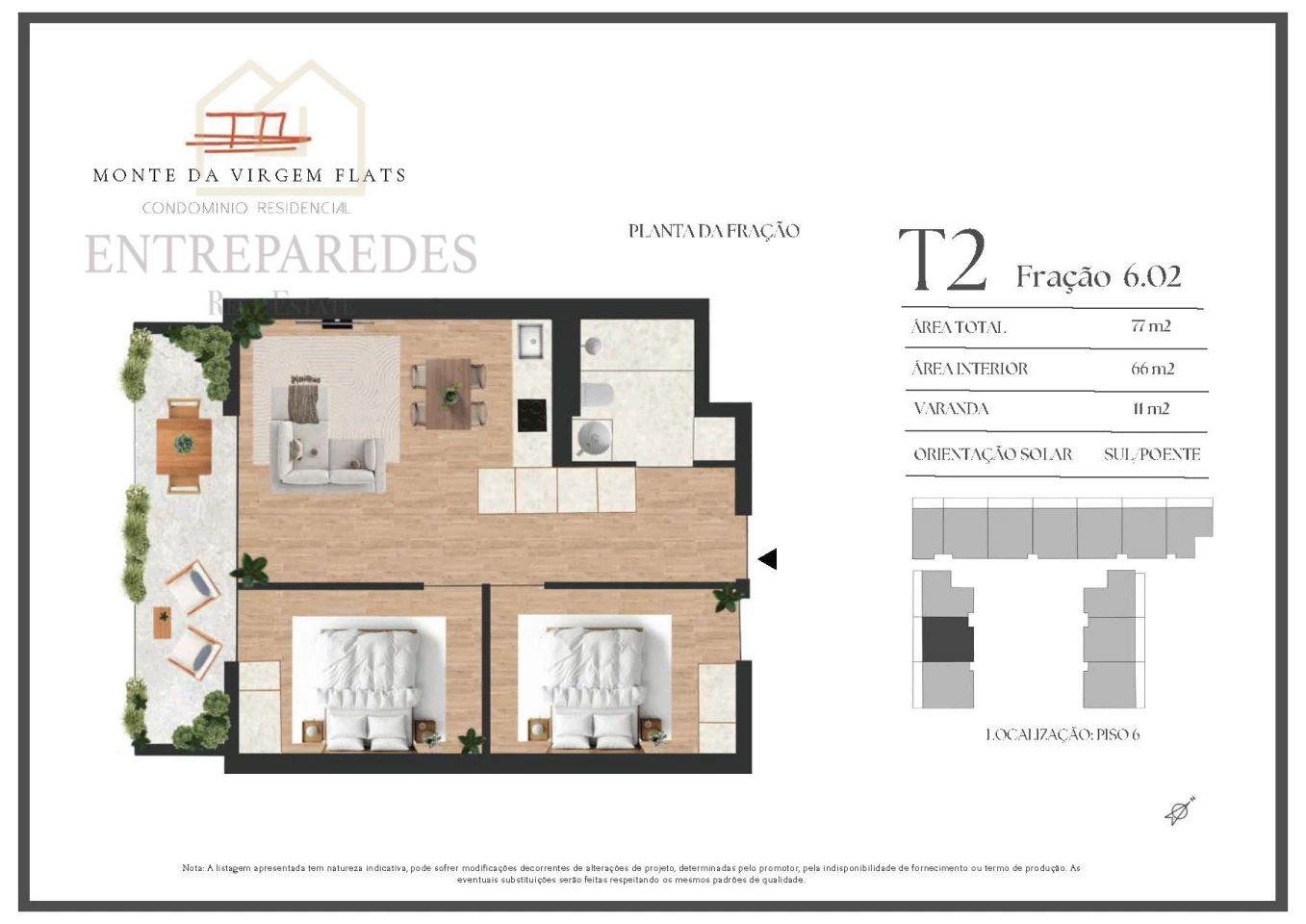 APARTAMENTO T2 NOVO COM VARANDA DE 11M² E GARAGEM PARA COMPRAR | MONTE DA VIRGEM | VILA NOVA DE GAIA
