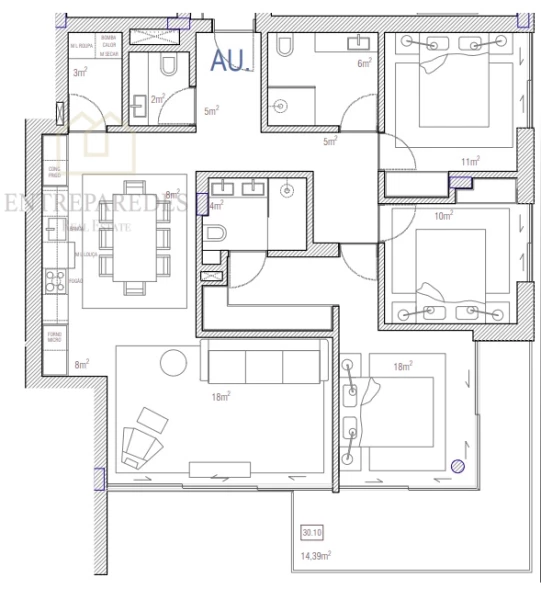 3 BEDROOM FLAT FOR SALE IN MATOSINHOS SUL - PORTO - FRACTION AU.