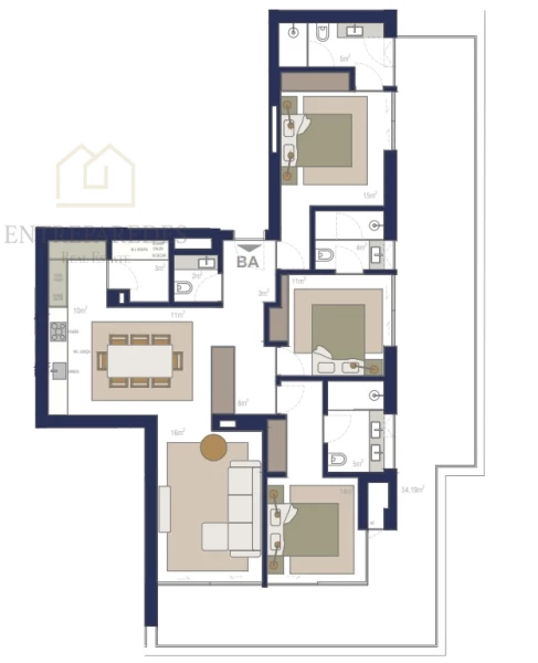 3 BEDROOM FLAT WITH BALCONY FOR SALE IN MATOSINHOS SUL - PORTO - FRACTION BA.