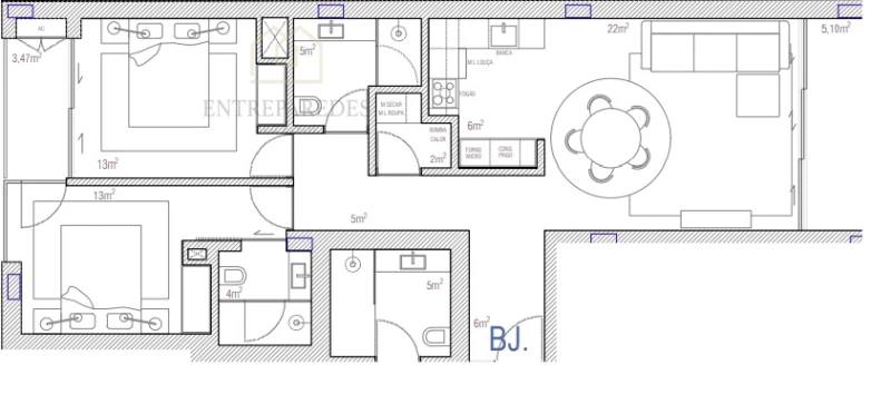 3 BEDROOM FLAT WITH BALCONY FOR SALE IN MATOSINHOS SUL - PORTO - FRACTION AQ.