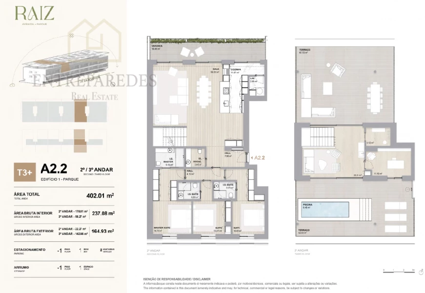AVENIDA DA BOAVISTA - 3+ BEDROOM DUPLEX APARTMENT WITH SWIMMING POOL AND 2-SEATER BOX - RAIZ DEVELOPMENT - GATED COMMUNITY - FOR SALE IN PORTO