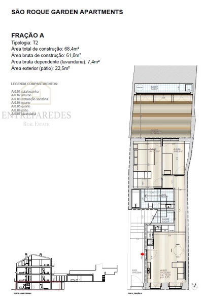 PARA COMPRAR APARTAMENTO - T2 SÃO ROQUE GARDENS APARTMENTS - COM PÁTIO DE 22,5M2 - PORTO