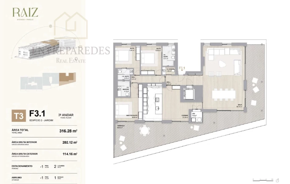 COMPRAR UN APARTAMENTO EN LA AVENIDA DA BOAVISTA - APARTAMENTO DE 3 DORMITORIOS - DESARROLLO RAIZ - COMUNIDAD CERRADA - EN VENTA EN PORTO