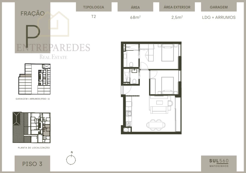 2 BEDROOM FLAT IN MATOSINHOS SUL, WITH BALCONY, GARAGE AND STORAGE. TO BUY IN PORTO.