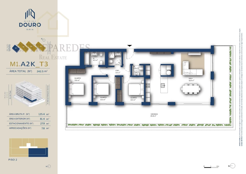 EXCELLENT 3 BEDROOM APARTMENT WITH TERRACE TO BUY NEXT TO MARINA DA AFURADA - VNG- PORTO