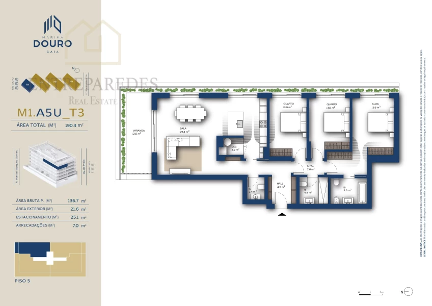 EXCELLENT 3 BEDROOM APARTMENT WITH TERRACE TO BUY NEXT TO MARINA DA AFURADA - VNG- PORTO