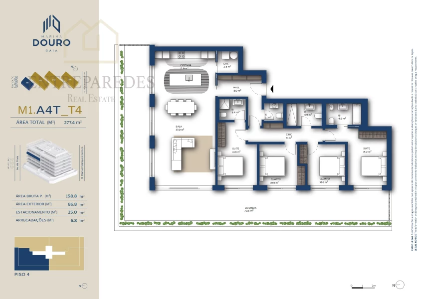 EXCELENTE APARTAMENTO DE 4 DORMITORIOS CON TERRAZA 86.8M2 PARA COMPRAR JUNTO A MARINA DA AFURADA - VNG- PORTO