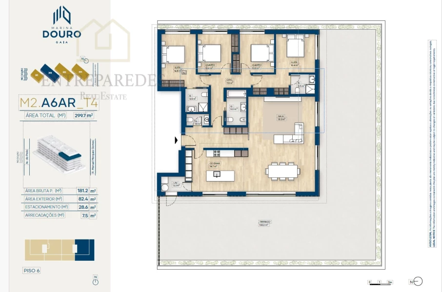 EXCELLENT 4 BEDROOM APARTMENT WITH TERRACE 82.4M2 TO BUY NEXT TO MARINA DA AFURADA - VNG- PORTO