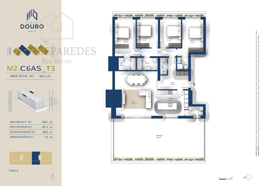 EXCELLENT 4 BEDROOM APARTMENT WITH TERRACE 82.3M2 TO BUY NEXT TO MARINA DA AFURADA - VNG- PORTO