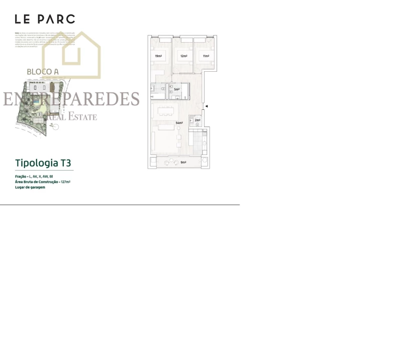 3 BEDROOM APARTMENT WITH BALCONY AND GARAGE IN GATED COMMUNITY - LE PARC - CANIDELO- PORTO FR X.