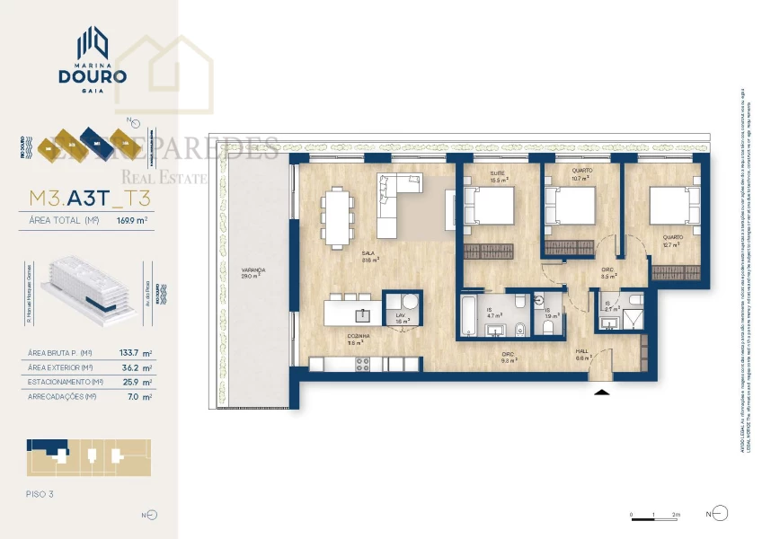 EXCELLENT 3 BEDROOM FLAT WITH BALCONY 36.2M2 TO BUY NEXT TO MARINA DA AFURADA - VILA NOVA DE GAIA - PORTO