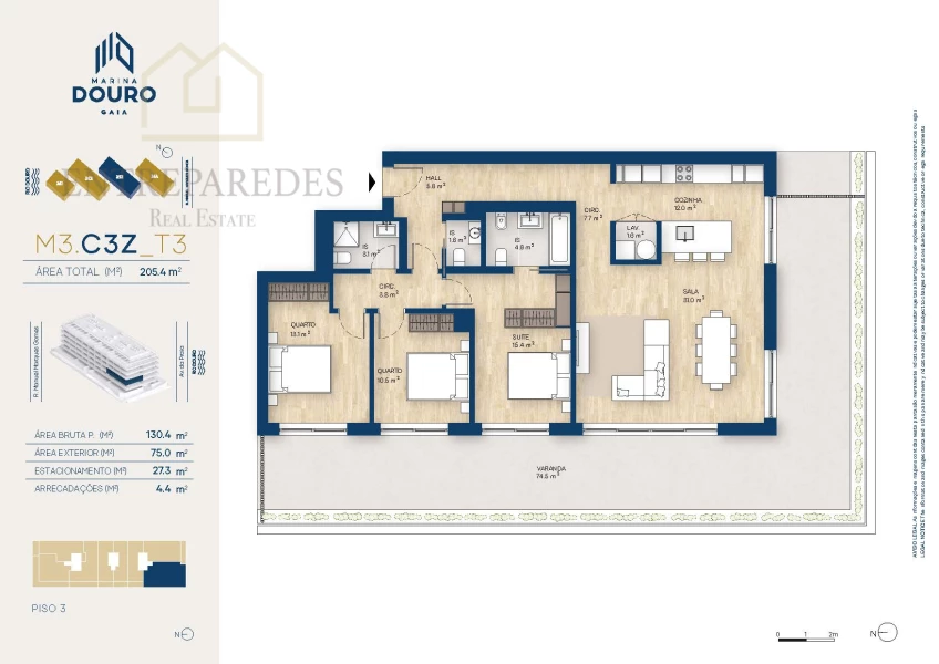 EXCELLENT 3 BEDROOM FLAT WITH BALCONY 75M2 TO BUY NEXT TO MARINA DA AFURADA - VILA NOVA DE GAIA - PORTO