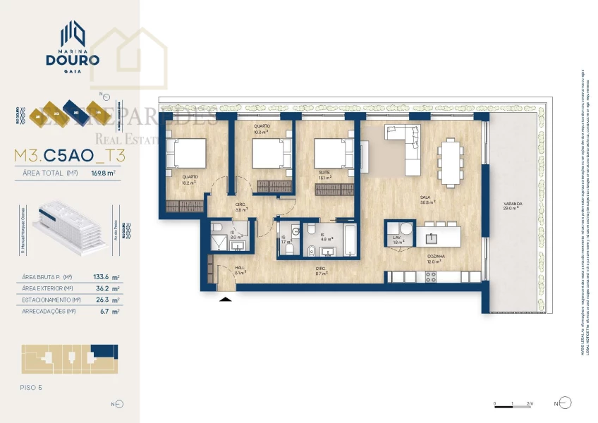 EXCELLENT 3 BEDROOM FLAT WITH BALCONY 36.2M2 TO BUY NEXT TO MARINA DA AFURADA - VILA NOVA DE GAIA - PORTO