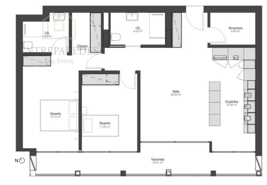 2 BEDROOM FLAT WITH GARAGE TO BUY BY THE SEA, IN MATOSINHOS - PORTO