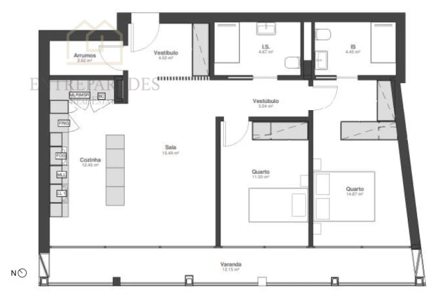 2 BEDROOM FLAT WITH GARAGE TO BUY BY THE SEA, IN MATOSINHOS - PORTO